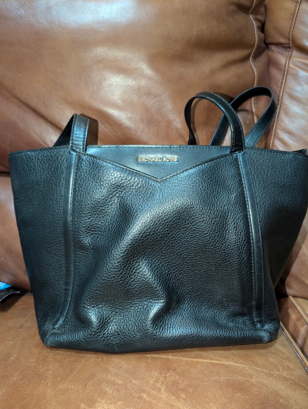 Michael Kors Black Pebbled Whitney Leather Tote